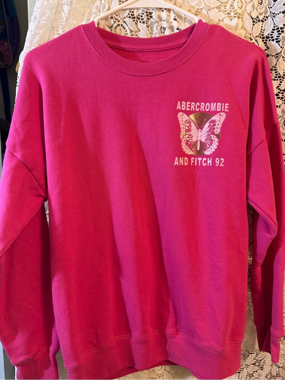 🦋 Abercrombie Kids Pink Butterfly Graphic Sweatshirt 13/14
